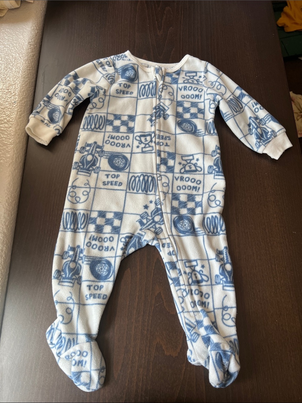 Kids Headquarters Blue Printed Fleece Footed One-Piece